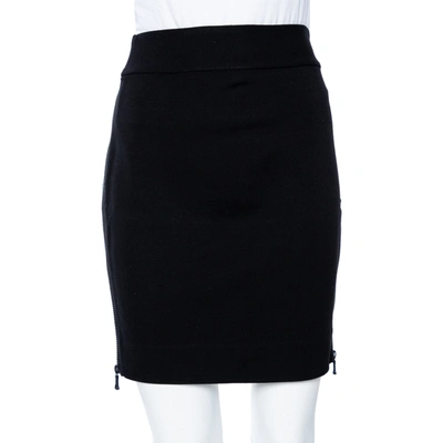 Pre-owned Diane Von Furstenberg Black Knit Meg Zip Pencil Skirt S