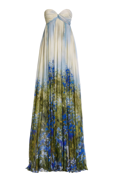 Shop Oscar De La Renta Women's Floral Silk-chiffon Strapless Gown