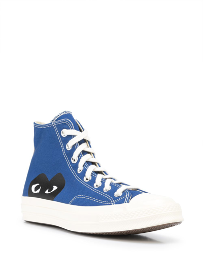 Shop Comme Des Garçons Play Men's Blue Other Materials Hi Top Sneakers