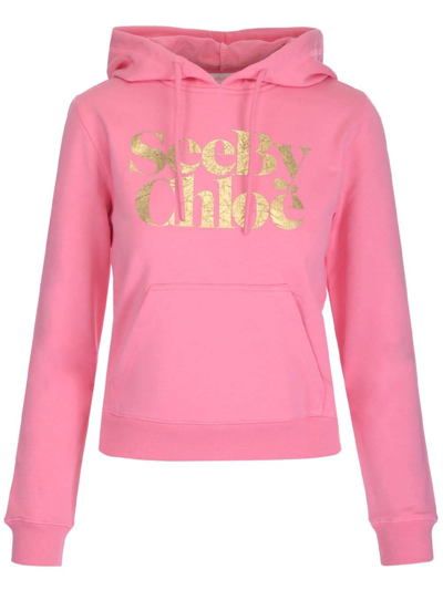 Shop See By Chloé Women's Pink Cotton Sweatshirt