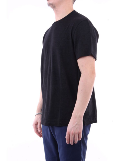Shop Fedeli Men's Black Linen T-shirt