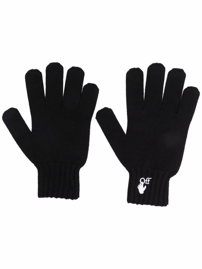 Shop Off-white Men's Black Wool Gloves