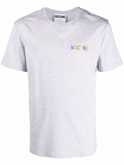 Shop Moschino Men's Grey Cotton T-shirt