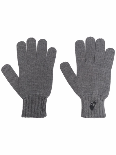 Shop Off-white Men's Grey Wool Gloves