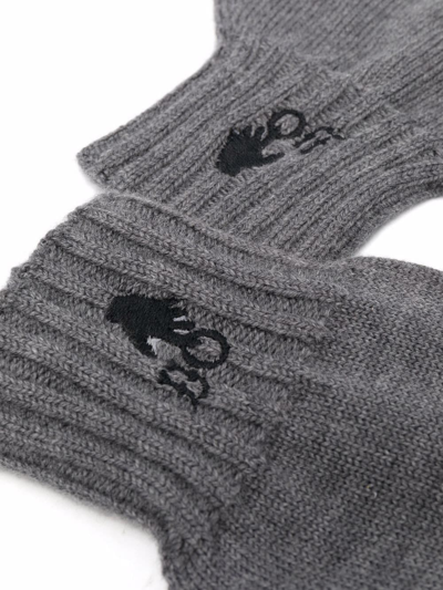 Shop Off-white Men's Grey Wool Gloves