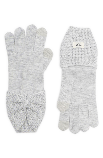 Ugg Bow Wool Blend Tech Glove In Grey Heather