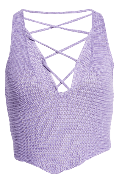 Shop Afrm Westwood Knit Crop Top In Lilac