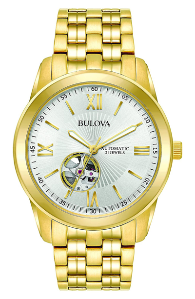 Shop Bulova Automatic Stainless Steel Bracelet Watch, 42mm In Gold