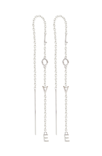 Shop Adornia Love Threader Earrings In Silver