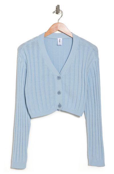 Shop Abound Long Sleeve Ribbed Cardigan In Blue Cashmere