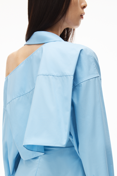 Shop Alexander Wang Cutout Shoulder Shirt In Cotton In Chambray Blue