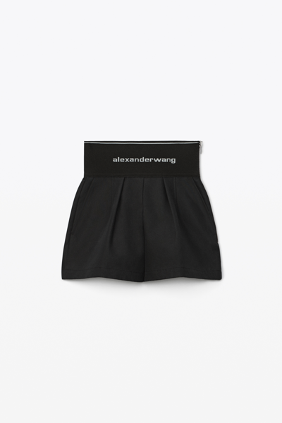 Alexander Wang High Waisted Shorts With Exposed Zipper And Logo Elastic In Black