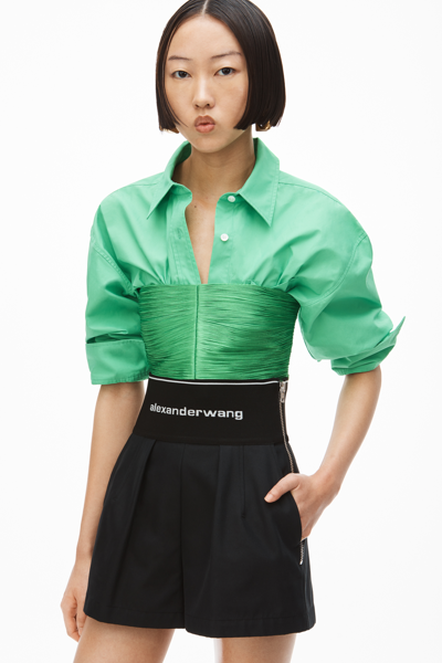 Alexander Wang High Waisted Shorts With Exposed Zipper And Logo Elastic In Black