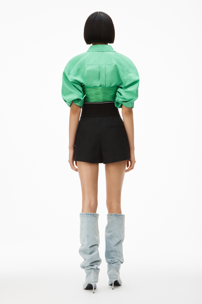 Alexander Wang High Waisted Shorts With Exposed Zipper And Logo Elastic In Black