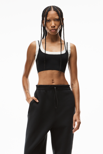 雪尼尔粘胶纤维徽标饰边文胸上衣