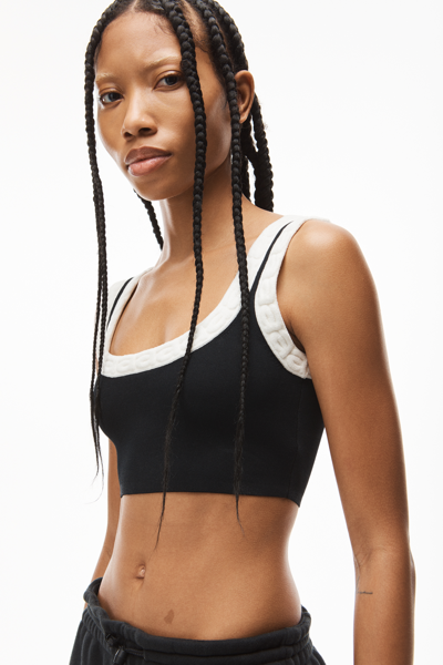 雪尼尔粘胶纤维徽标饰边文胸上衣