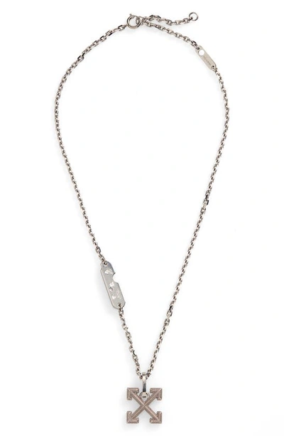Shop Off-white Industrial Textured Arrows Pendant Necklace In Metal
