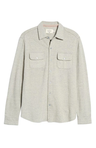The Normal Brand Textured Knit Long Sleeve Button-up Shirt In Graphite