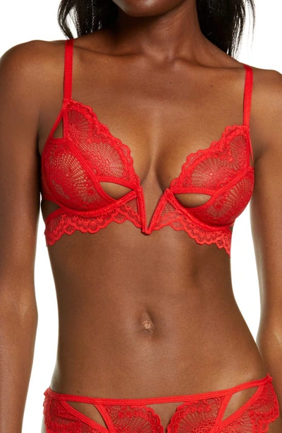 Shop Thistle & Spire Kane Cutout Lace Underwire Bra In Candy Apple