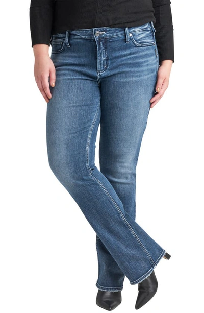 Shop Silver Jeans Co. Elyse Mid Rise Slim Bootcut Jeans In Indigo
