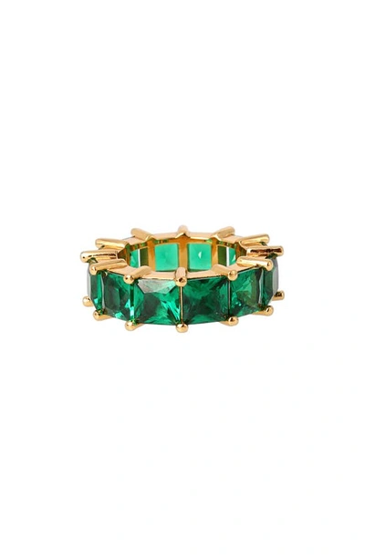 Shop Kurt Geiger Square Crystal Ring In Emerald
