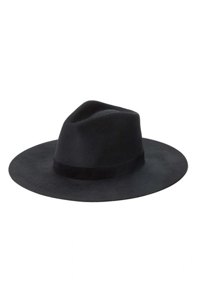 Janessa Leone Korin Wide-brim Wool Fedora In Black