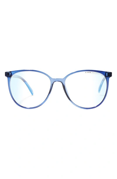 Shop Aimee Kestenberg Mercer 54mm Square Blue Light Blocking Glasses In Crystal Navy