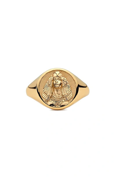 Shop Awe Inspired Cleopatra Signet Ring In Gold Vermeil