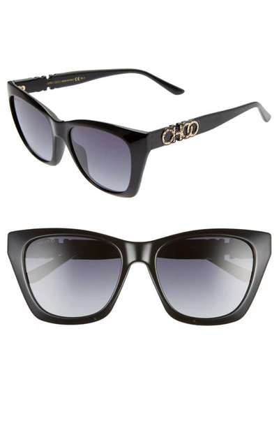 Shop Jimmy Choo Rikki 55mm Cat Eye Sunglasses In Black/ Dkgrey Gradient