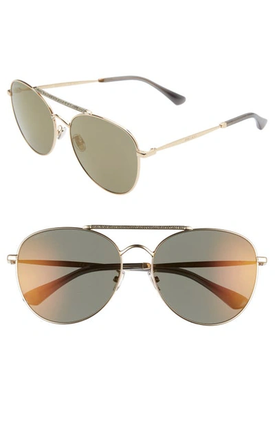 Shop Jimmy Choo Abbie 61mm Aviator Sunglasses In Gold/ Brown Gold Sp