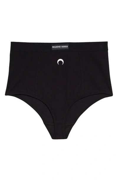 Shop Marine Serre Logo Organic Cotton Rib Briefs In Black