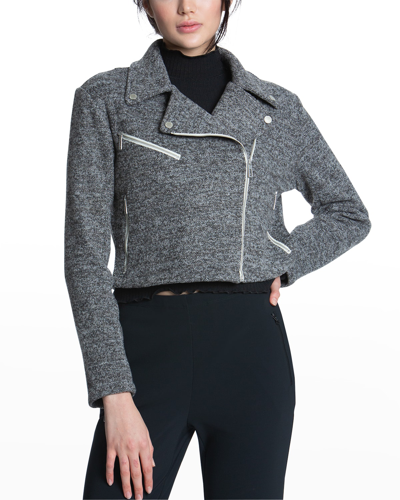 Shop Juicy Couture Cropped Moto Jacket In Steal A Look Grey