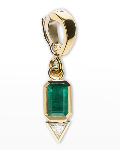 Shop Azlee Emerald And Trillion Small Diamond Charm