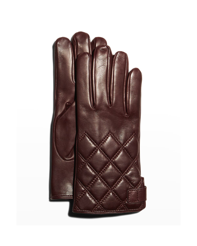 Shop Guanti Giglio Fiorentino Men's Quilted Napa Snap Gloves With Cashmere Lining In 24 Bordeaux