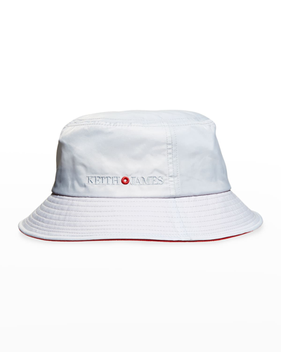 Shop Keith And James Men's Logo Nylon Bucket Hat In Silver Blue