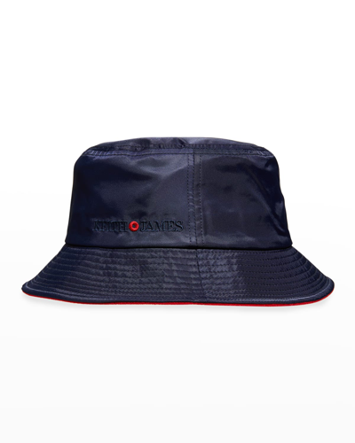 Shop Keith And James Men's Logo Nylon Bucket Hat In Navy Blue