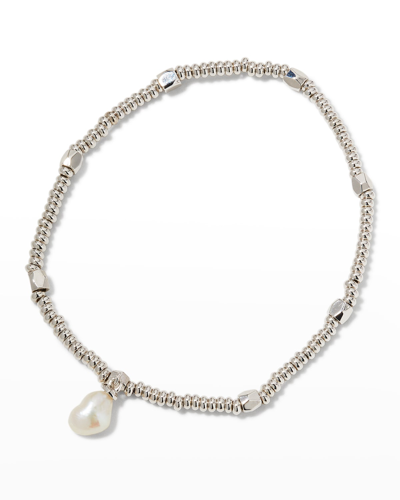 Shop Kendra Scott Lindsay Stretch Bracelet In White Pearl