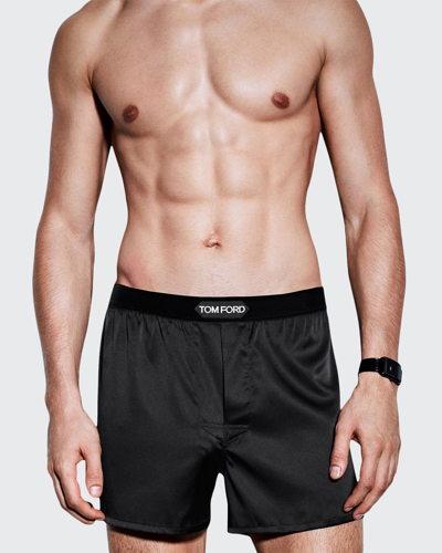 Tom Ford Silk Satin Boxer Briefs In Black