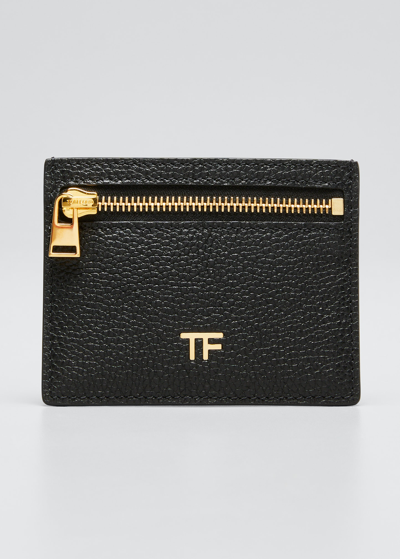 Shop Tom Ford Grain Leather Card Holder In Black