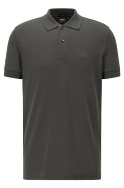 Shop Hugo Boss Regular-fit Polo Shirt With Logo Embroidery In Dark Grey