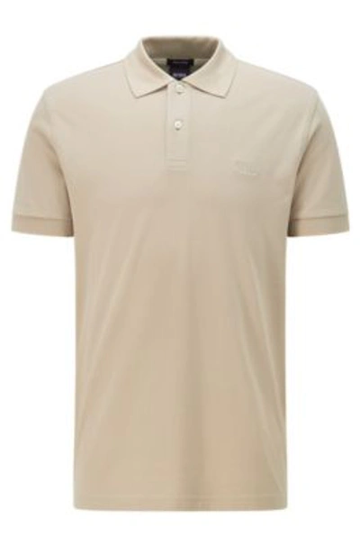 Shop Hugo Boss Regular-fit Polo Shirt With Logo Embroidery- Light Beige Men's Polo Shirts Size Xl