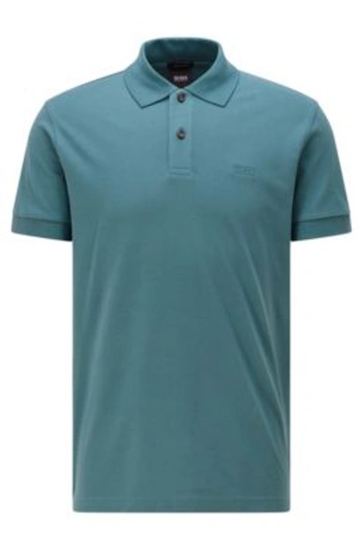 Shop Hugo Boss Regular-fit Polo Shirt With Logo Embroidery- Green Men's Polo Shirts Size Xl