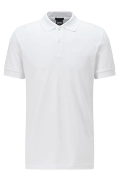 Shop Hugo Boss Regular-fit Polo Shirt With Logo Embroidery In White