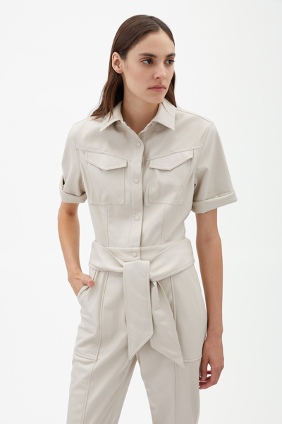 Shop Pre-spring 2021 Ready-to-wear Maddy Vegan Leather Flightsuit In Stone