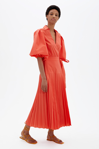 Shop Spring/summer 2021 Ready-to-wear Marny Balloon Midi Dress In Poppy