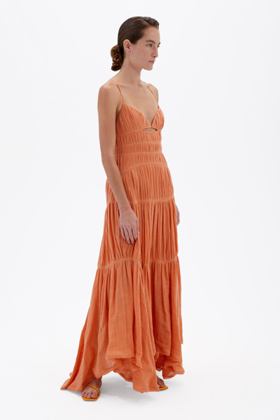 Shop Spring/summer 2021 Ready-to-wear Winnie Linen Dress In Caramel
