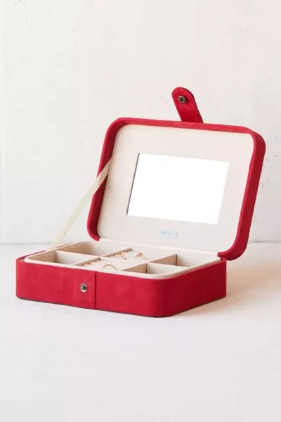 Shop Mele & Co Giana Flocked Travel Jewelry Box In Red At Urban Outfitters