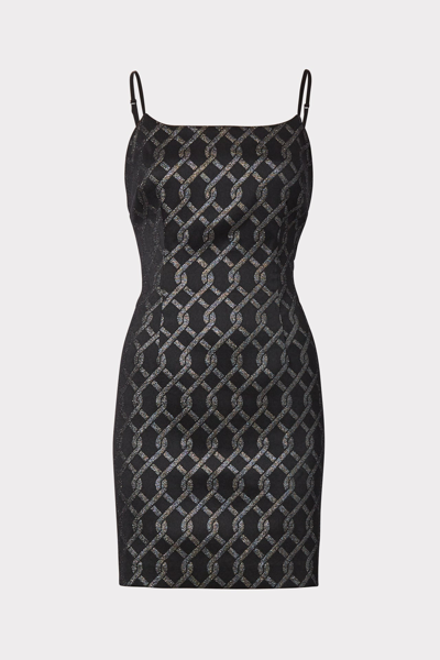 Shop Milly Mini Link Jacquard Dress In Black/navy