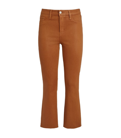 Shop L Agence Kendra Cropped Flared Jeans In Brown