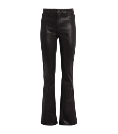 Shop L Agence Marty Coated Ultra High-rise Flare Jean In Black